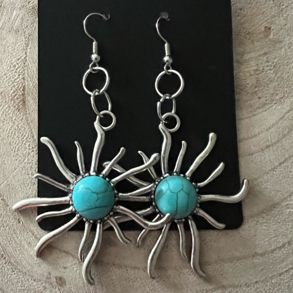 Turquoise/Silver Dangle Earrings - image 1